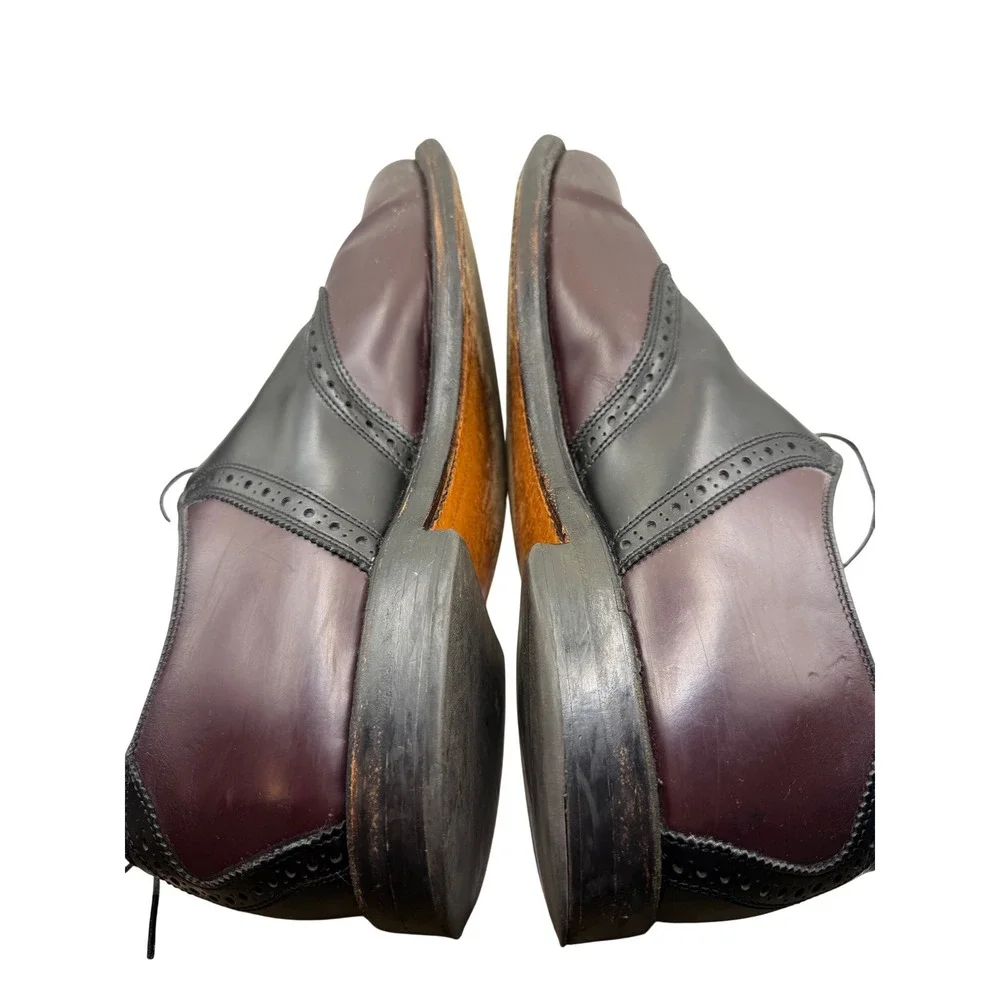Allen Edmonds Shelton Saddle Shoes Mens 13 D Burgundy Black Leather Oxfords 8271